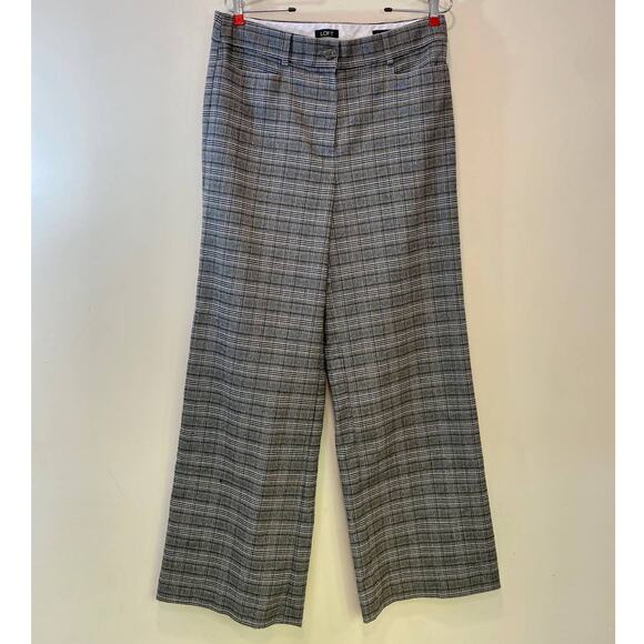 NWOT LOFT Plaid Gray High Rise Pants Trousers 8us Flare - Picture 14 of 15